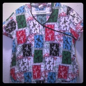 Dickies scrub top with mandarin collar